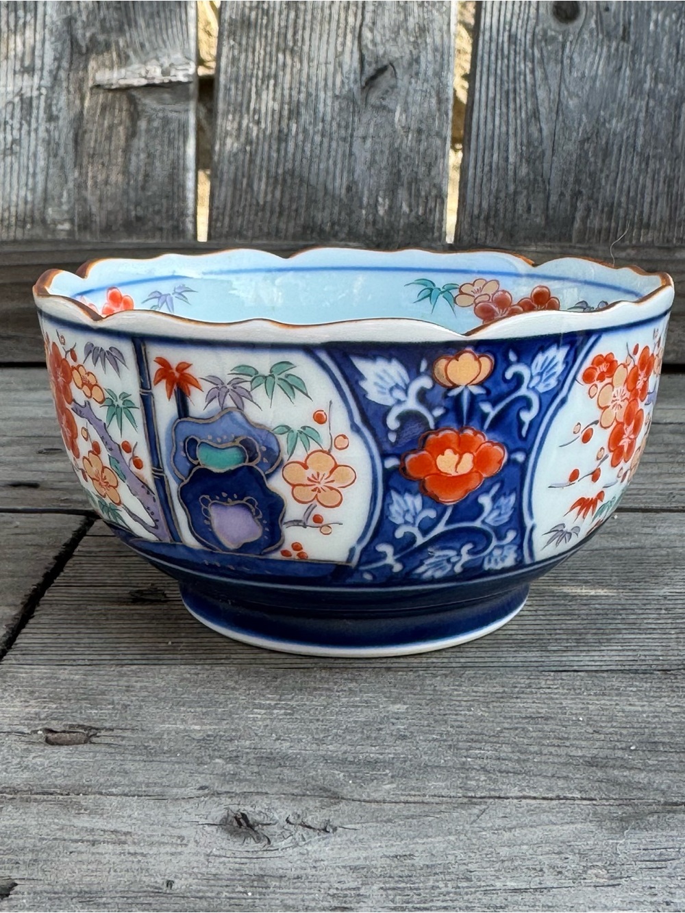 Vintage Imari Style Porcelain Bowl Floral Japanese Decor
